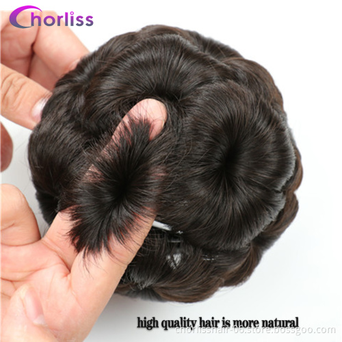 Wholesale Cheap marriage Bun Flower Shape Hairpiece Heat Resistant Synthetic Bun clip in Hair chignon Extension For Women